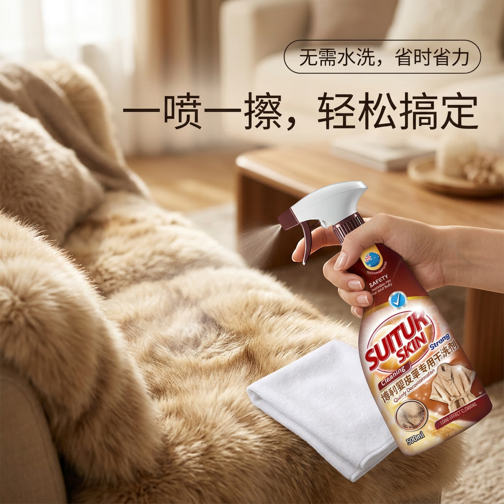 博利婴美国皮草干洗剂500ml 皮毛一体貂免洗羊羔毛剪绒专用清洁清洗去污 皮草清洁剂 1瓶 【貂毛/兔毛/羊毛可用】