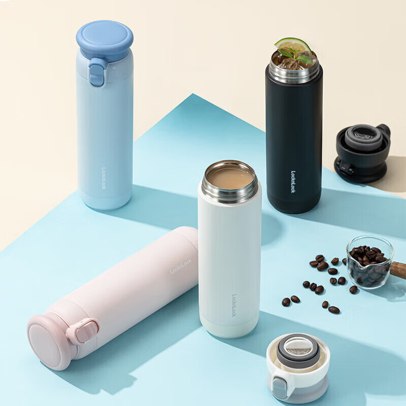 乐扣乐扣（LOCK&LOCK）憧憬弹跳保温杯316L不锈钢男女便携水杯粉色 情人节礼物