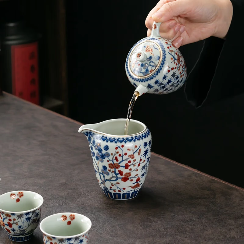 京峰阁 茶具套装 高端轻奢描金茶壶茶杯家用送礼整套高档礼物商务礼品 四季发财茶具套装 7人饮 11件