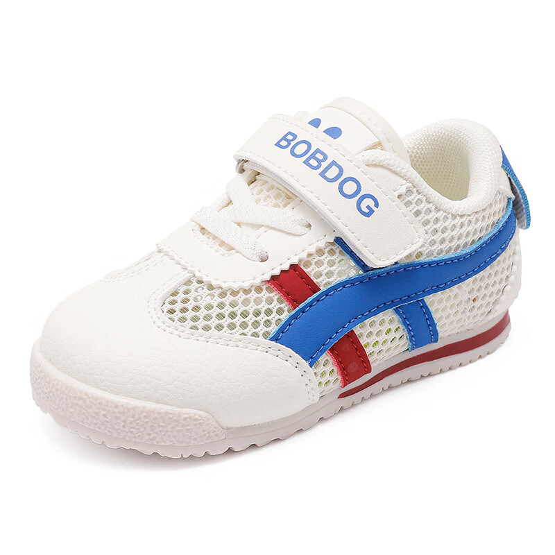 巴布豆童鞋秋季男宝宝儿童学步鞋夏款软底轻便2025新款女童机能鞋 米/皇家蓝（单网）62074 23 适合脚长13.8cm