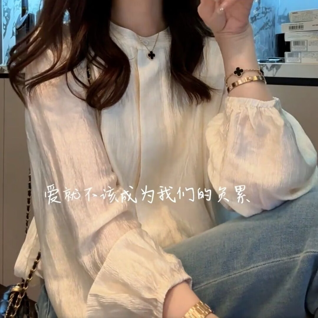 2026轻奢款香槟晚宴衬衫春夏洋气优雅风外穿长袖名媛淑女气质上衣 【商场同款】香槟杏色 L (建议115-130斤)