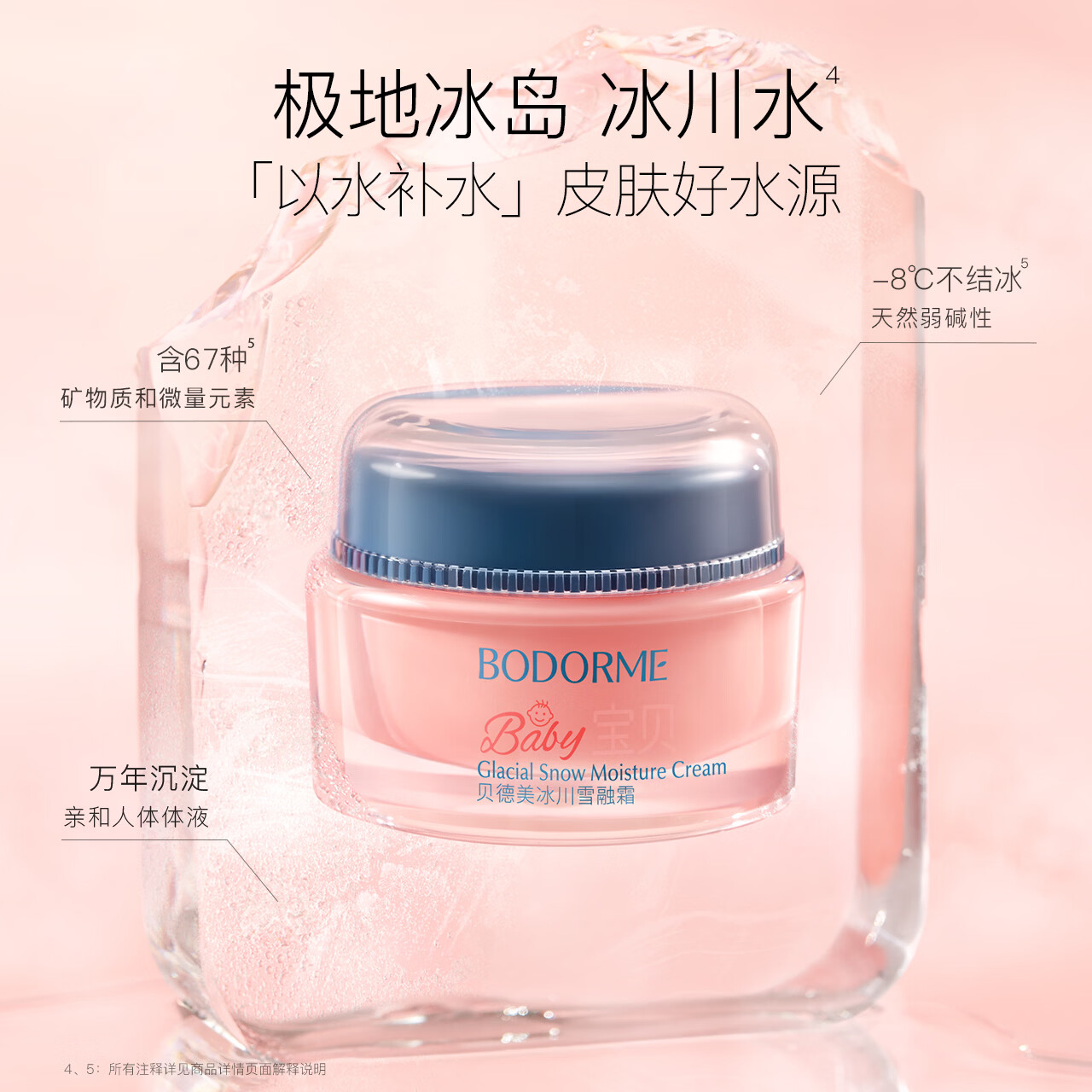 贝德美（bodcrme）冰川雪融霜春夏儿童面霜轻薄婴儿宝宝霜清爽保湿晒后润护霜 冰川霜50g