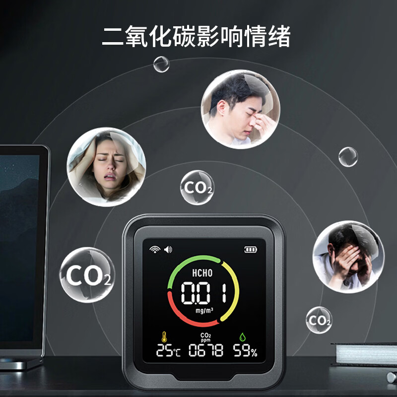绿之源专业甲醛检测仪TVOC空气质量检测仪室内测甲醛家用pm2.5检测仪 【高精准高灵敏】黑精灵