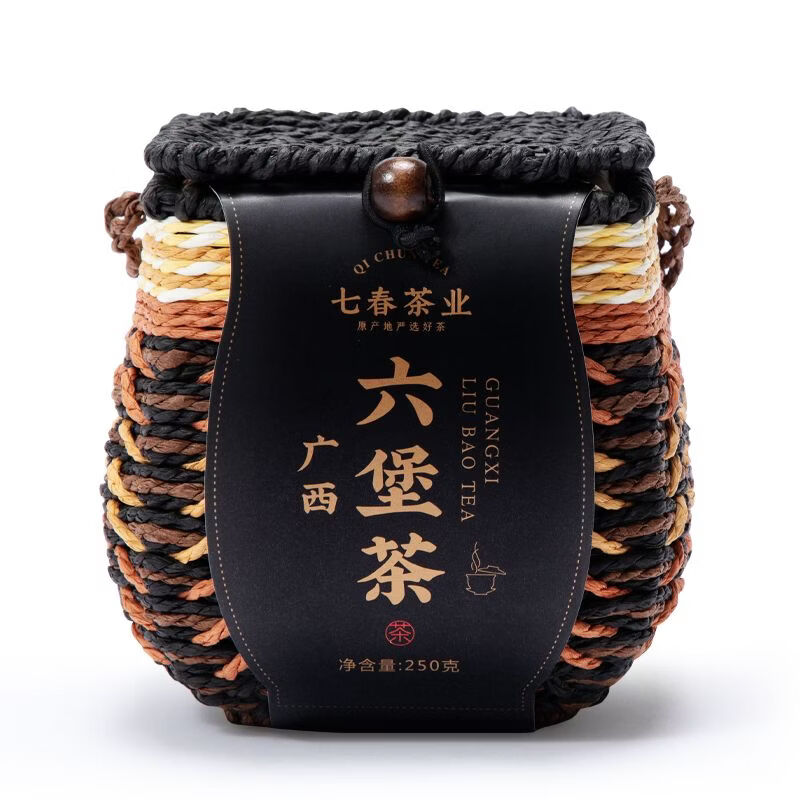 七春六堡茶黑茶2016年陳化傳統(tǒng)窖藏正宗熟茶葉陳香濃廣產(chǎn)禮盒 黑色六堡茶250g