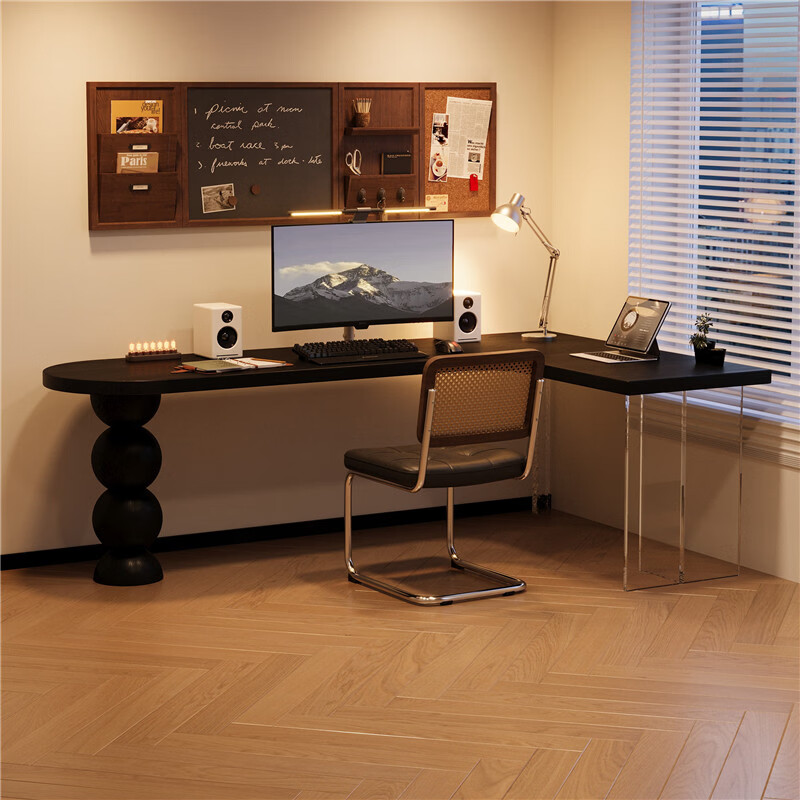 溥畔风转角书桌卧室双人学习桌定制靠墙拐角电脑桌工作台 转角桌220x140cm 宽55x高75cm