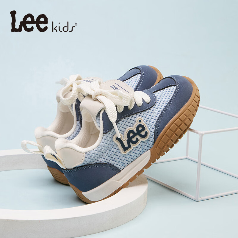 Lee童鞋春夏季新款儿童网面跑步鞋女大童透气运动鞋男童 X0196 兰色 36 【建议脚长220-225mm】