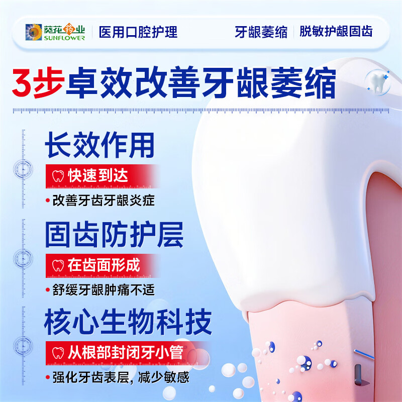 葵花药业牙科医可用牙齿脱敏膏牙龈出血萎缩敏感酸肿痛松动口腔护理抗敏膏 1支体验装【多支效果更佳】