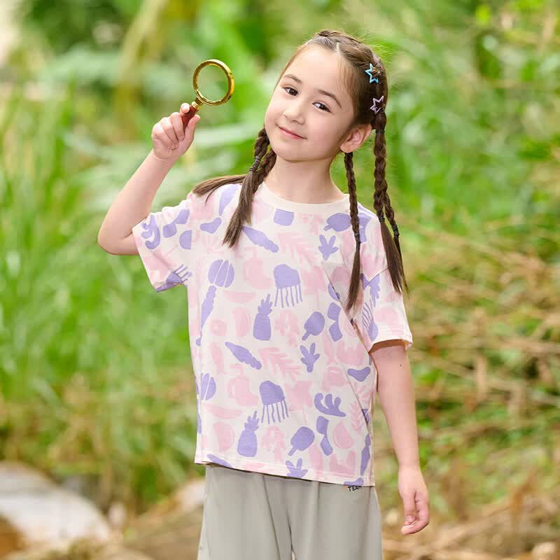 棉花堂（cottontown）【100%棉】棉花堂童装儿童短袖T恤纯棉A类抗菌上衣男童女童夏装 粉色 130 130/64