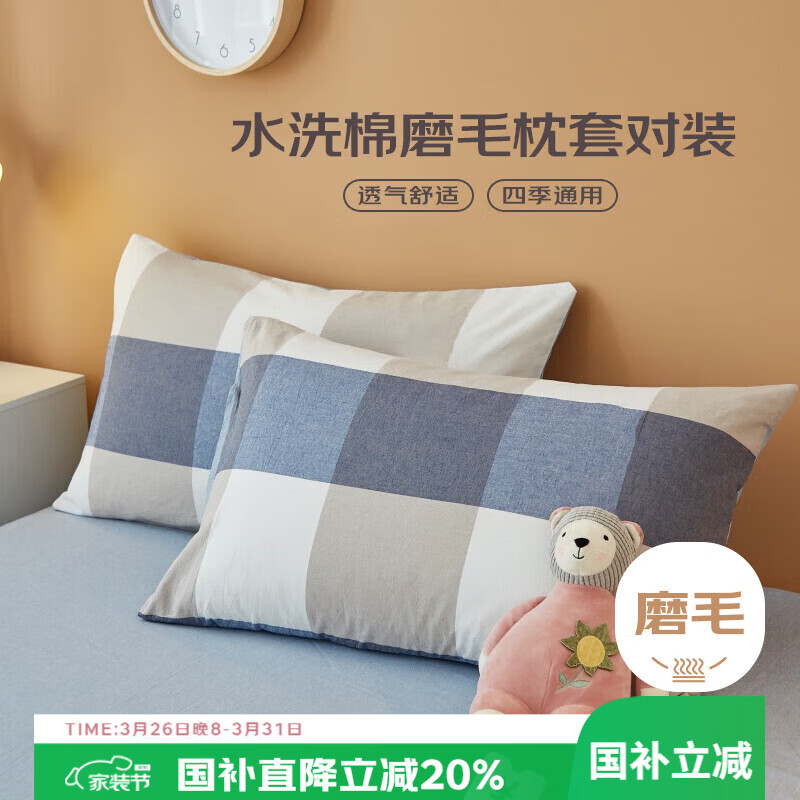 艾薇枕头套磨毛枕套一对儿童枕套卡通学生单人枕套 简兮格 48*74cm