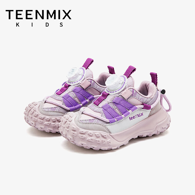 天美意童鞋儿童运动鞋防滑软底轻便2026年新款春秋季儿童休闲跑步鞋 西梅紫/樱落粉 36
