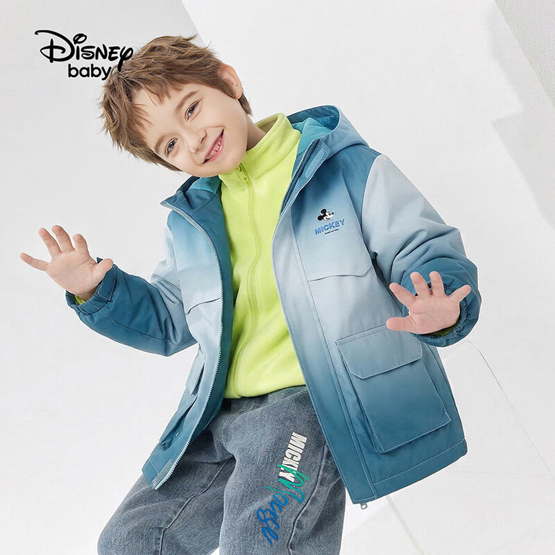 迪士尼（Disney）童装春秋款男女童外套2026秋季新款儿童渐变户外外套衣中大童dsn 绿色渐变 140 高135-145cm重60-70斤