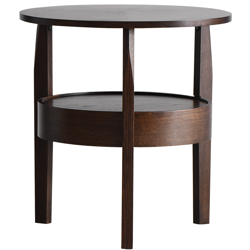 家逸实木边桌茶几简约客厅边几小圆桌创意角几小桌子 橡胶木胡桃色 大号