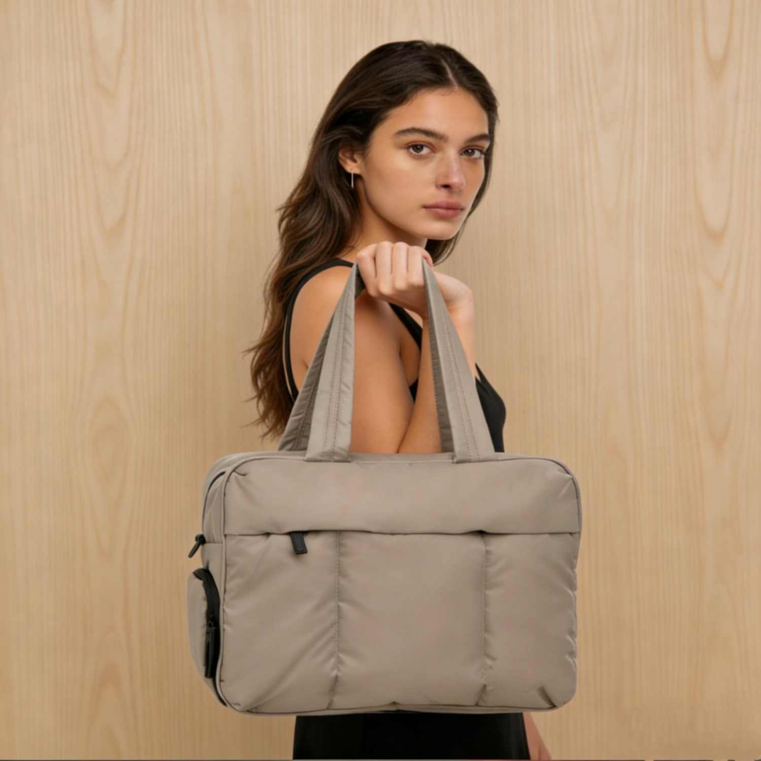 CHUMYUM旅行包女大容量防水托特包短途旅游行李袋网球瑜伽运动健身包 驼色