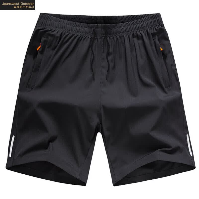 真维斯户外运动拉链口袋速干短裤夏季时尚百搭运动休闲健身跑步裤子男上 黑色 M