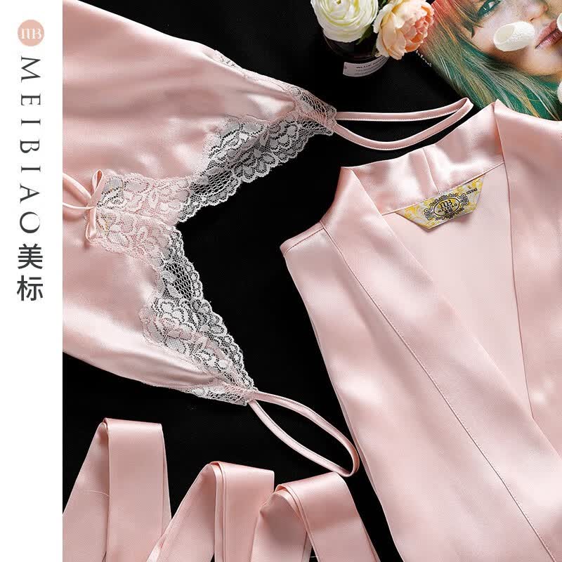 美标送礼物真丝睡袍丝绸浴袍女春秋性感睡衣19姆米100%桑蚕丝家居服夏 020560(单外袍) M (160/84A)
