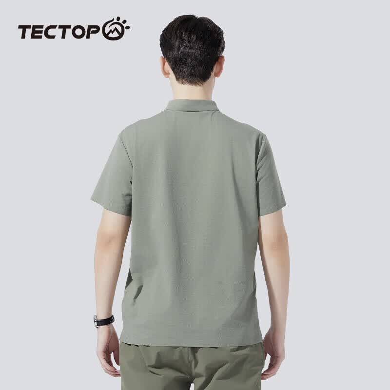 探拓(TECTOP)户外速干短袖POLO衫男春夏透气弹力运动吸汗打底衫商务休闲T恤男 千山翠【polo衫T恤 XL