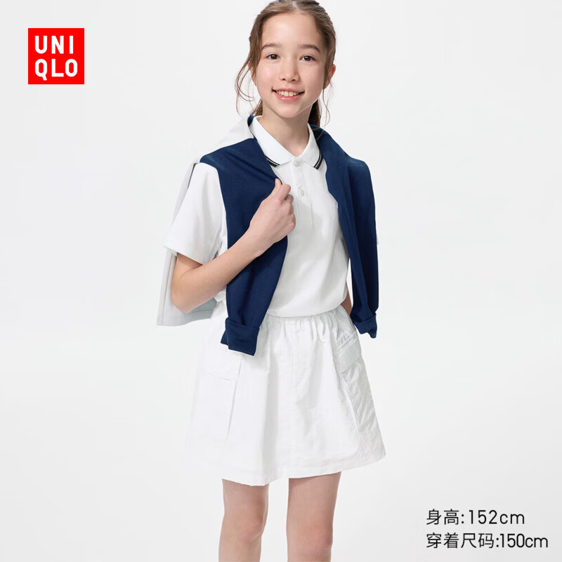 优衣库童装女童休闲迷你裙裤短裙短裤26春夏新款483329 00 白色 160
