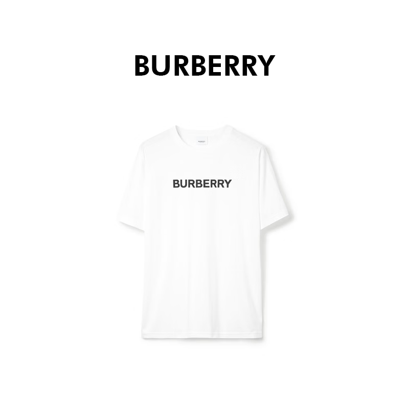 BURBERRY巴宝莉男士白色棉质徽标字母印花短袖T恤80553091 M