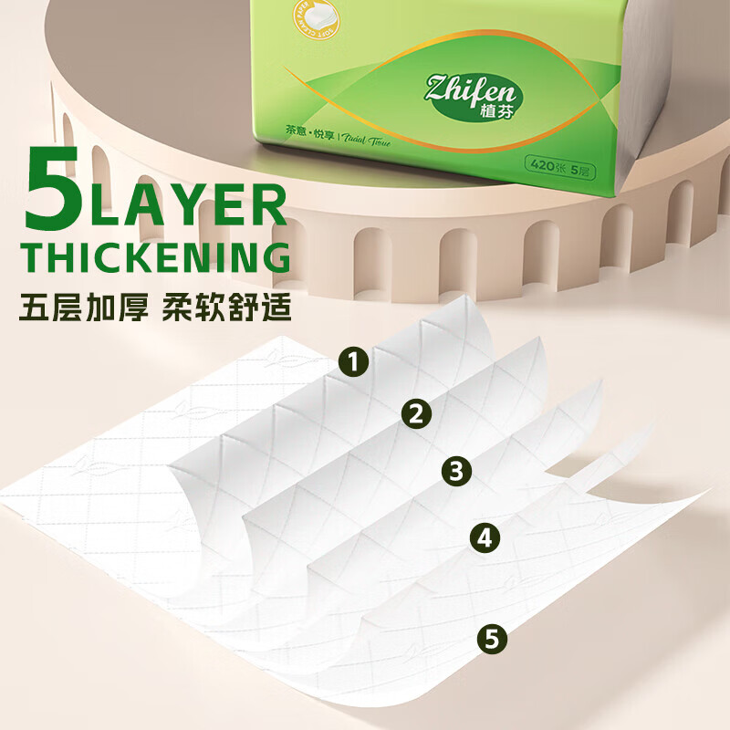 植芬420张加量装抽纸纸巾家用餐巾纸整箱囤货批发装擦手纸卫生纸抽 5层 420张*8包