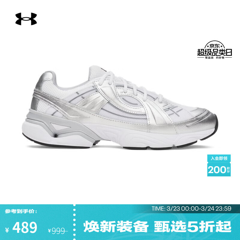 安德玛（Under Armour）UA秋冬Sola男女情侣复古运动休闲鞋6005284 白色100 38