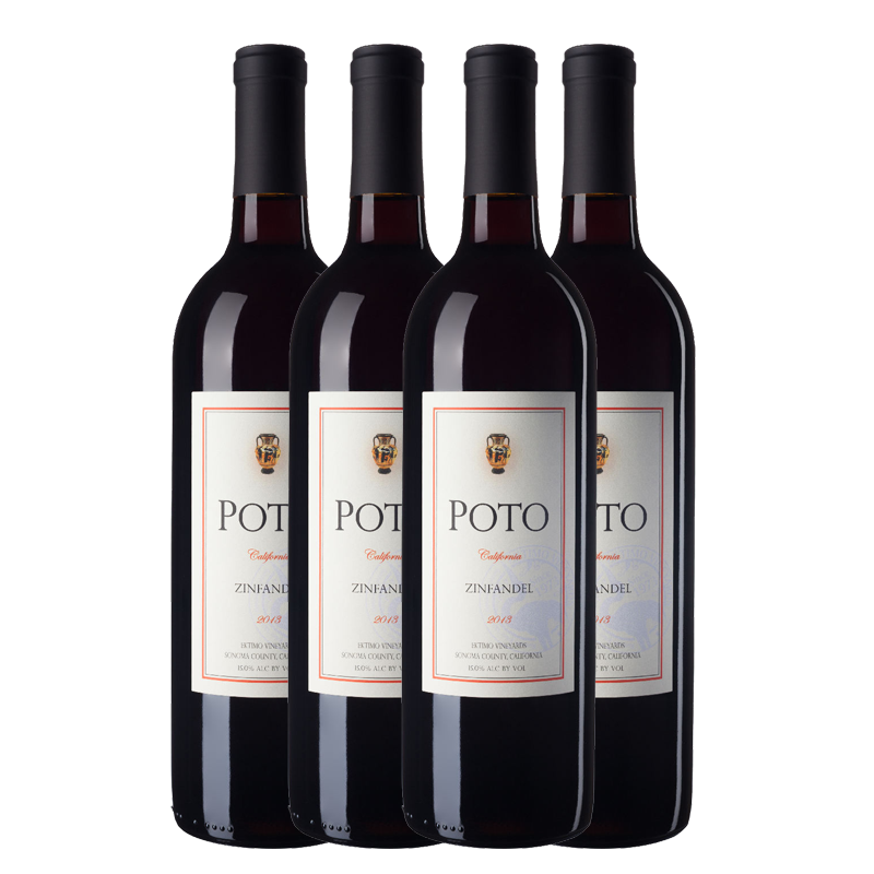 加州原瓶进口红酒POTO仙粉黛干红葡萄酒750ML4支组合整箱装年份随机