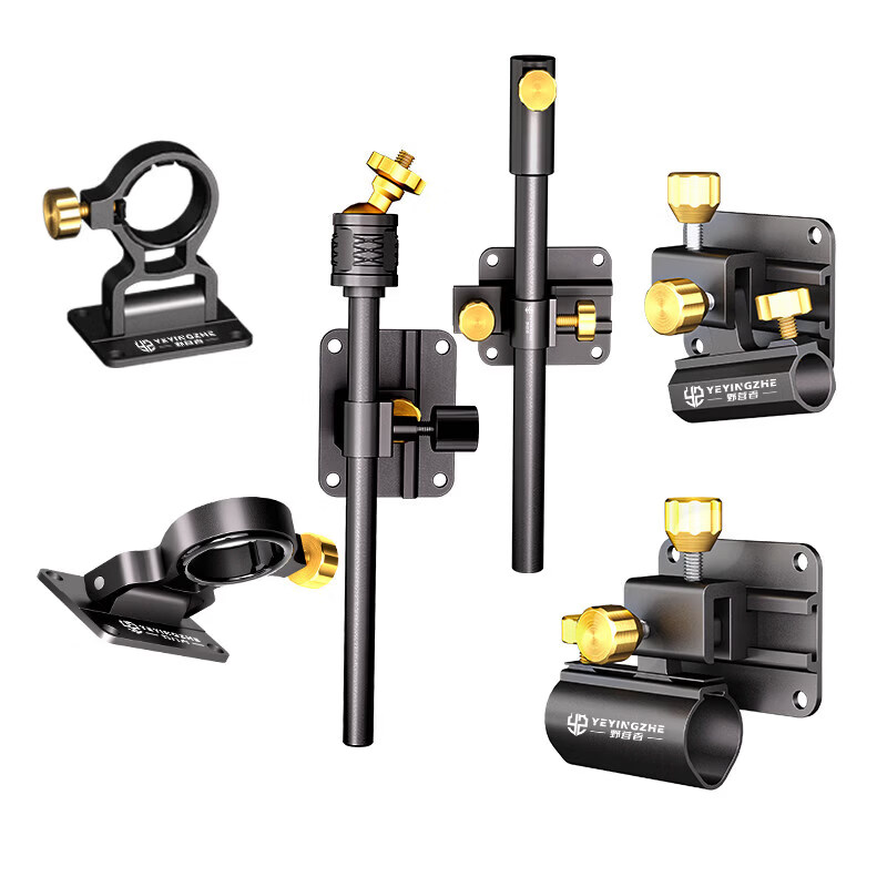 野营者黑金三件套钓箱配件 垂钓配件大全 通用炮台架鱼护双支架 黑金-右手【炮台架】