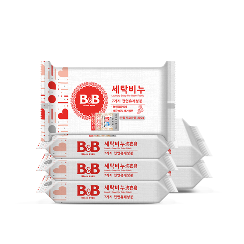 保宁（B&B）婴幼儿宝宝专用尿布洗衣皂新生儿内衣内裤肥皂母婴【200g*6块】