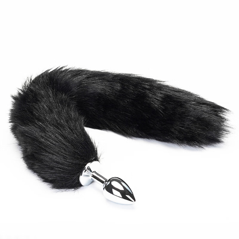 必情趣必狐狸尾巴肛塞女用后庭用品玩具高潮金属穿戴男女性感 黑色狐尾肛塞