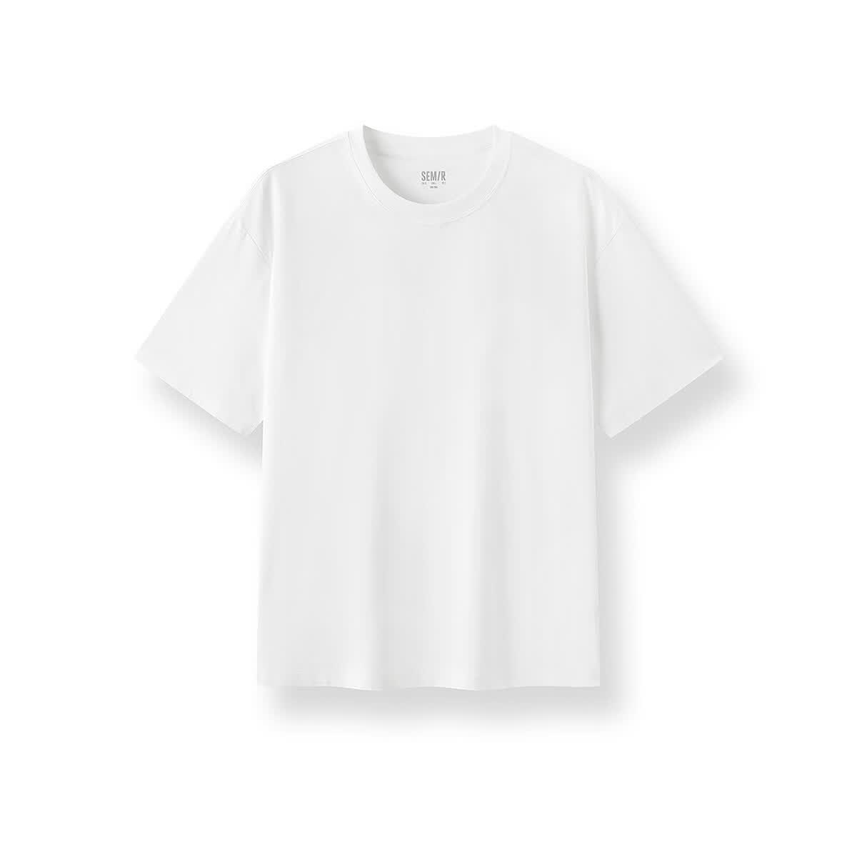 森马(Semir)【200g重磅】短袖T恤男26夏季新款纯色圆领打底衫速干凉感上衣t恤 本白10102 L