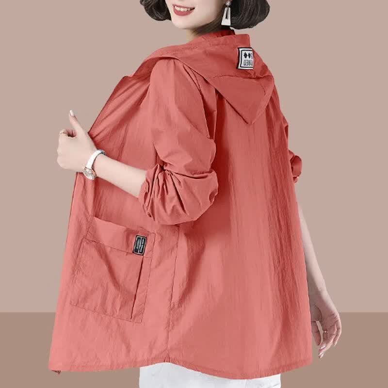2026夏季新款大码防晒衣女中年妈妈宽松显瘦外套M 铁锈红 L 推荐105斤以内