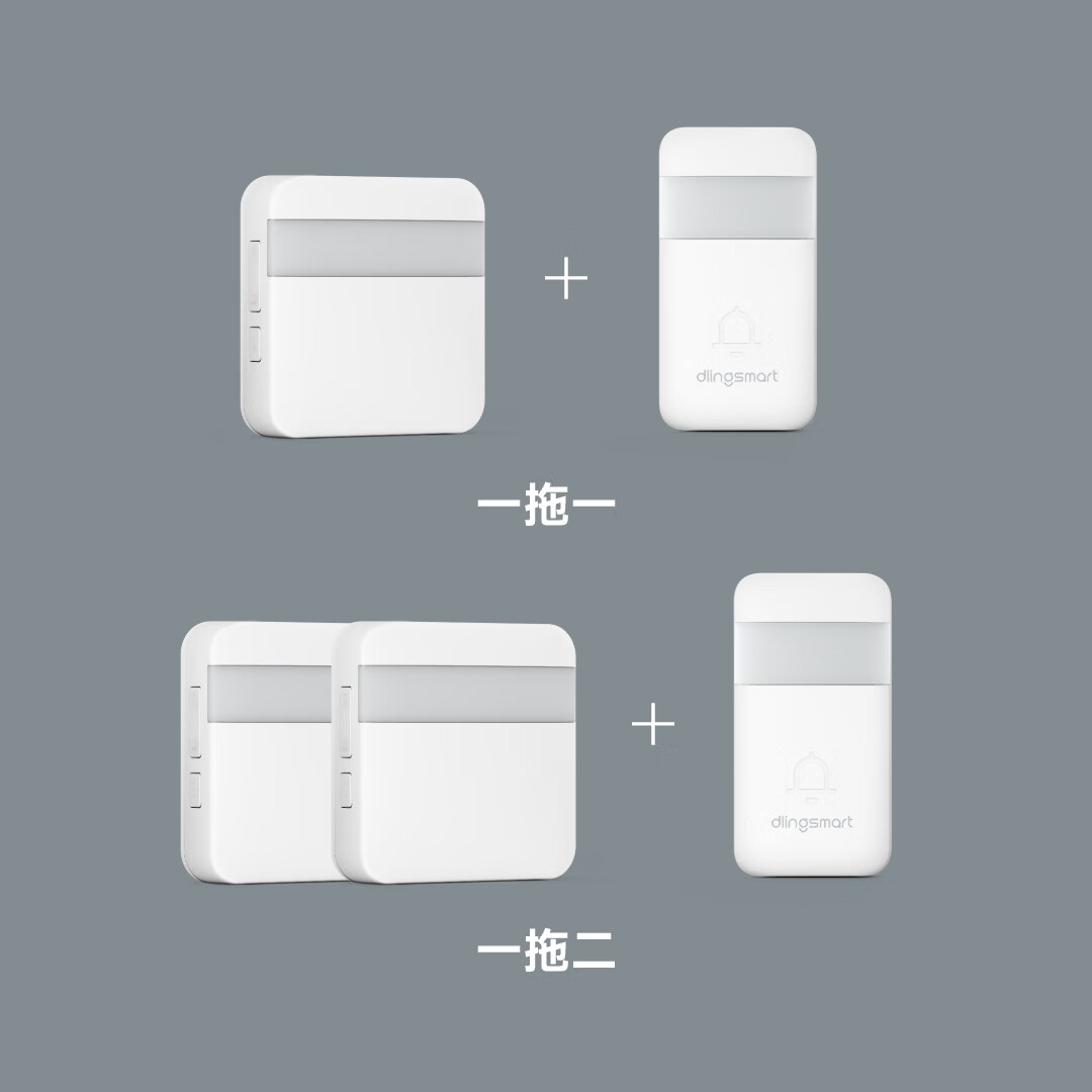 叮零智能电子wifi门铃家用一拖二 无线开关远程提醒老人呼叫器大音量大字 已接入米家APP 叮零无线门铃W1【1个按钮+1个响铃】