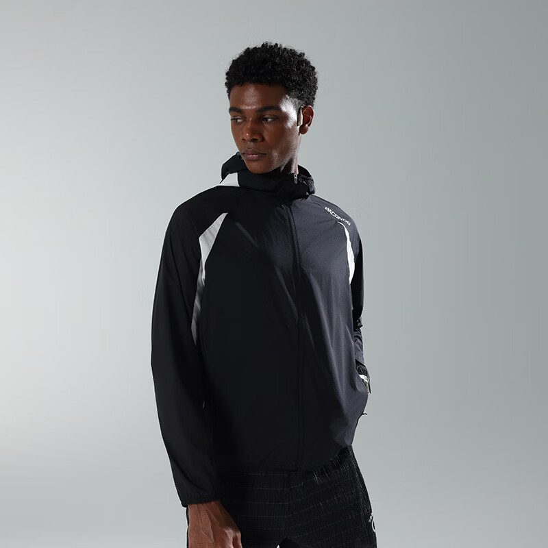 马孔多（macondo）26春夏新品羽燕皮肤衣透气男女同款拉链连帽防泼水轻量跑步外套 黑色 男款 3XL