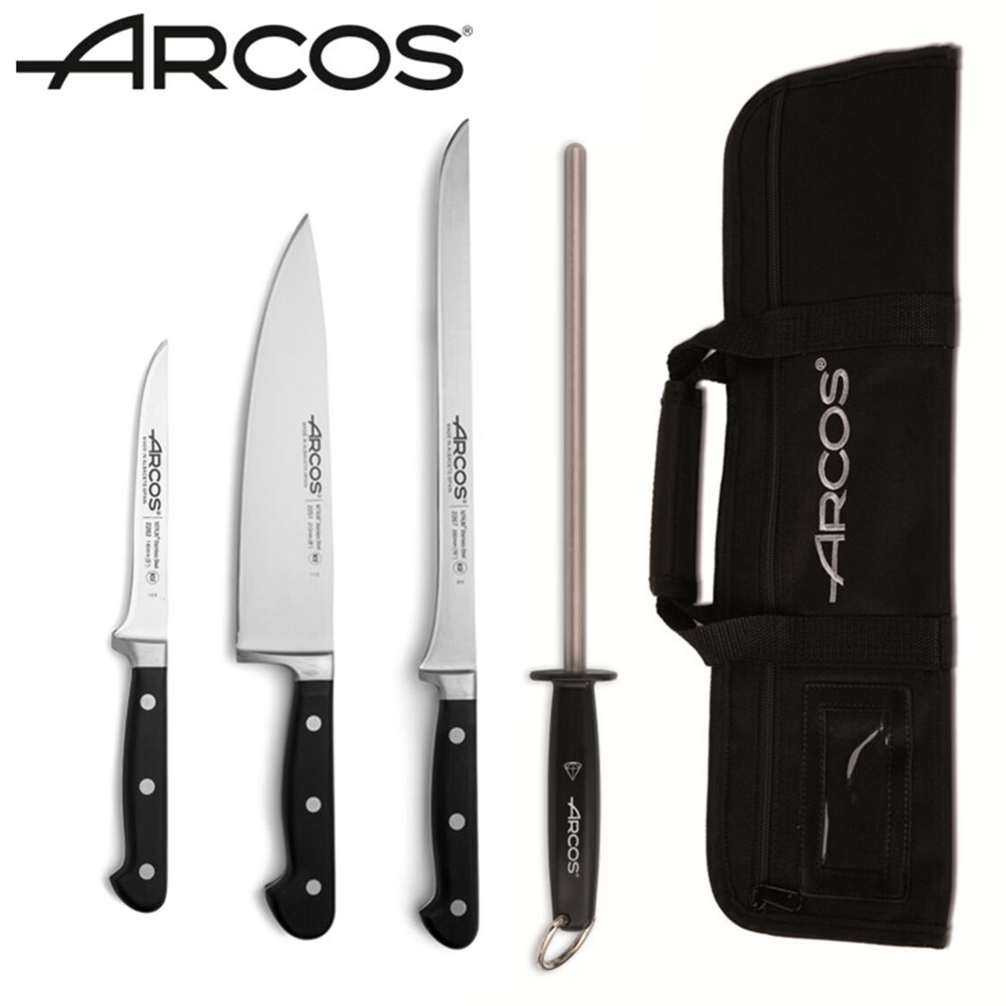 ARCOS原装进口剔骨肉刀剔骨专用刀剃骨刀剃肉刀西班牙火腿刀套装 四件套带刀包