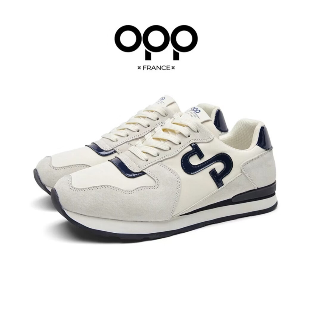 OPP男鞋复古休闲阿甘鞋百搭男款 拼色运动鞋通勤德训鞋休闲鞋子 米蓝色 单层 45