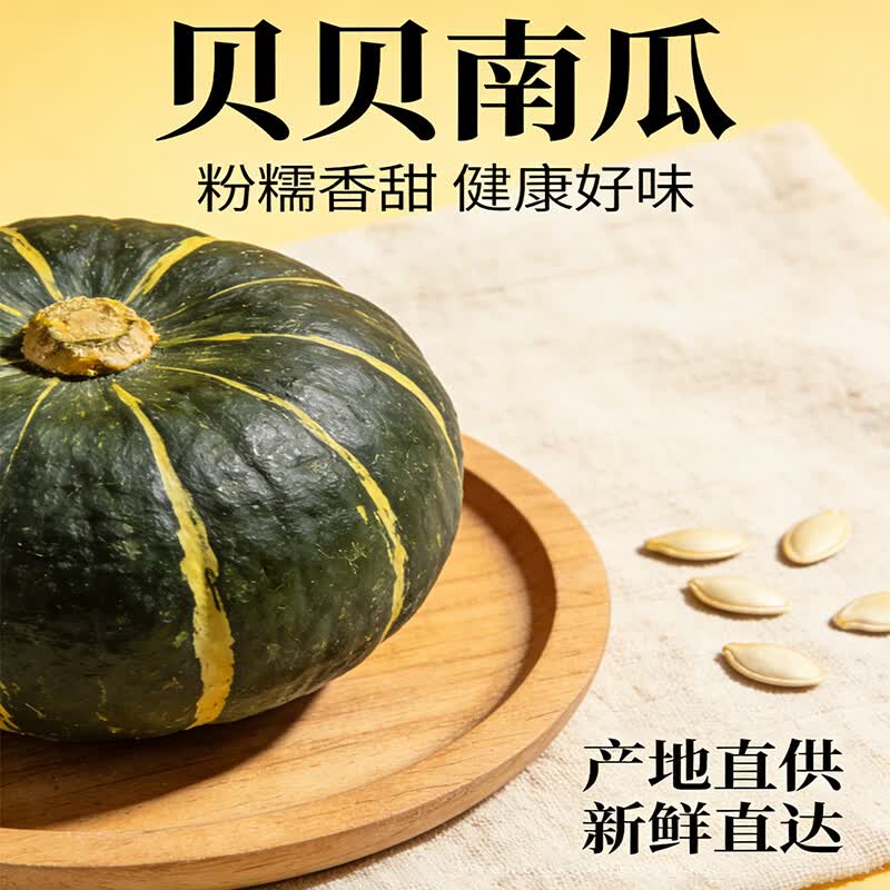 鲜苑胖胖正宗贝贝南瓜粉糯香甜自然成熟现健康粗粮摘现发坏果包赔新鲜直达 带箱 5斤 8-14个(150-300g)