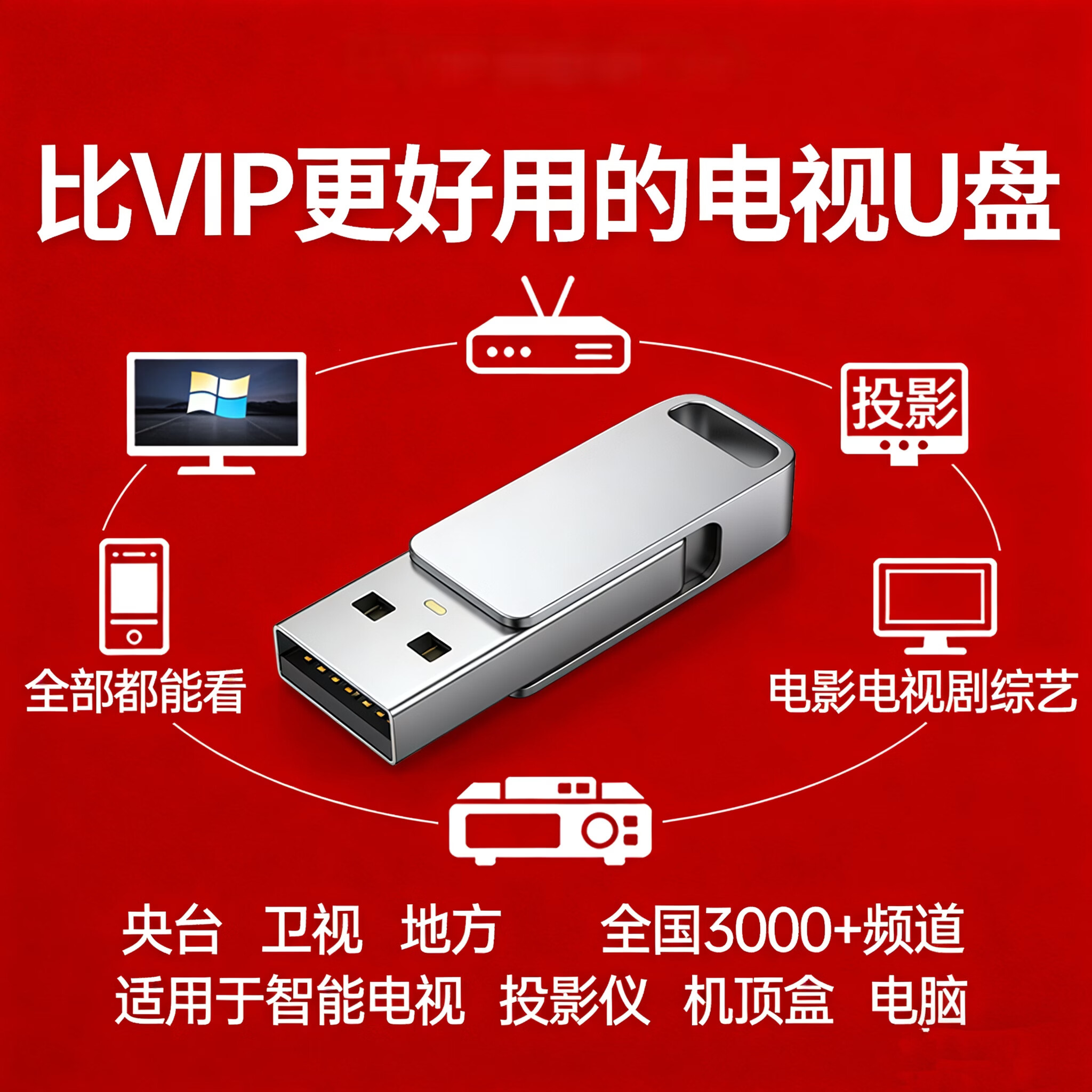 2026电视优盘电视直播智能高清网络影视机顶盒投影仪通用安装包U盘 升级版 永久款