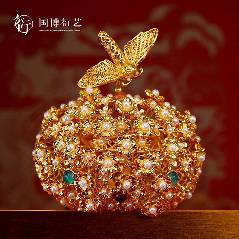 中国国家博物馆李静训金银珠花头饰立体AR冰箱贴国博国潮创意装饰520礼物
