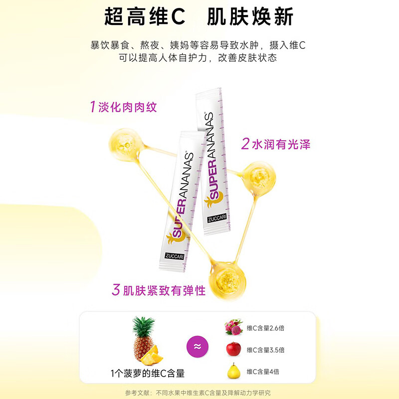 ZUCCARI意卡莉意大利原装进口菠萝酵素饮去浮肿控体轻体代谢排油排便热控 【1盒初效 告别水肿】 30条*1盒