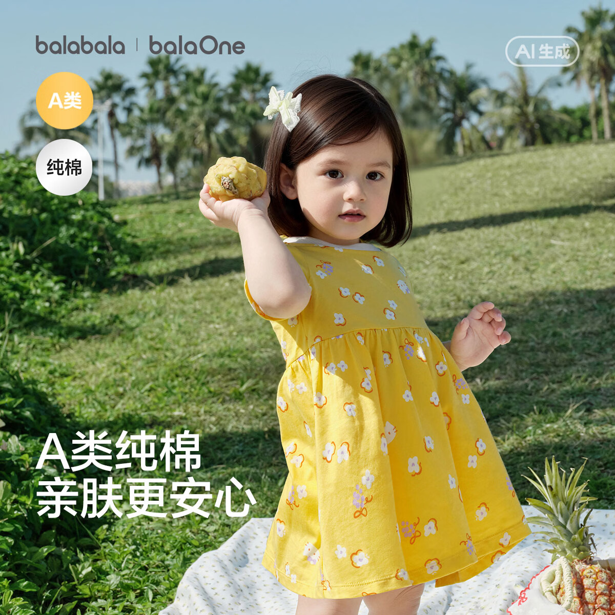 巴拉巴拉童装宝宝连衣裙婴儿公主裙2026夏季新款女童甜美可爱洋气裙子纯棉