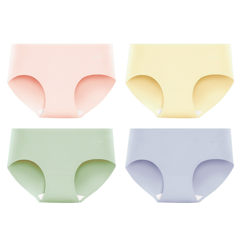 红豆（Hodo）【A类7A级抑菌纯棉裆】女士内裤透气柔棉莫兰迪色三角裤女4条 312 组合二 S 160/68A