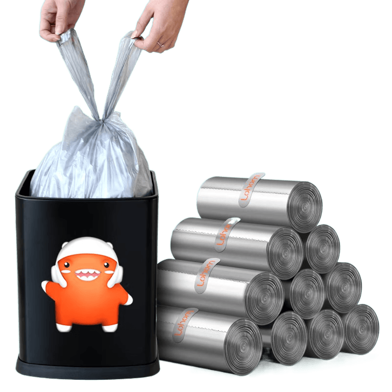 啦哄【洗滌】生活垃圾袋鋼袋加厚家用廚房包/平口 鋼袋手提中號(hào)【9卷】 加厚