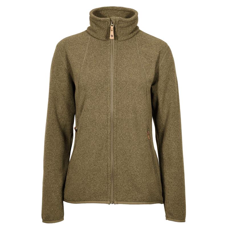 北极狐（FJALLRAVEN）女士抓绒衣保暖防风保暖层保暖外套高领长袖户外夹克 DARK OLIVE XS