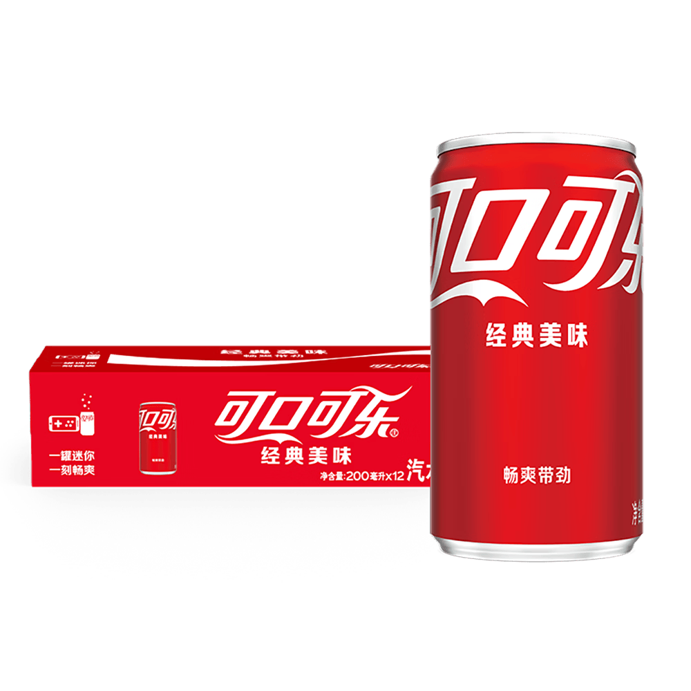 Coca-Cola可口可乐可乐雪碧芬达含糖/无糖200ml*12瓶mini罐碳酸饮料汽 可乐含糖200ml*12瓶mini罐