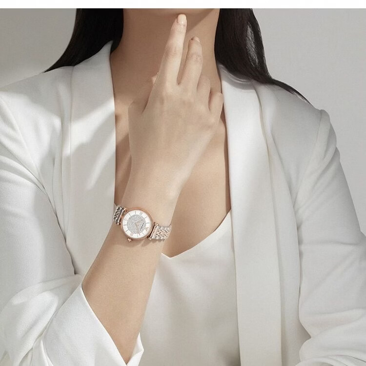 阿玛尼（ARMANI）Armani阿玛尼满天星系列手表女士腕表优雅轻奢送女友礼物AR11244 银色AR11445（质保10年）