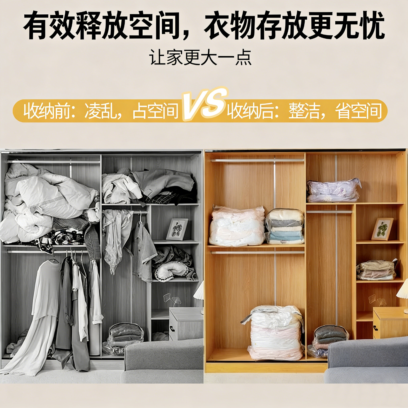 良盈尚品真空压缩收纳袋立体免抽气棉被羽绒服整理收纳袋 加厚免抽气6件套(3特大立体+3中立体)