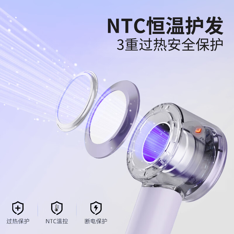 荣事达高速电吹风机家用蓝光离子护发速干大风力新款正品吹风筒 丹青蓝