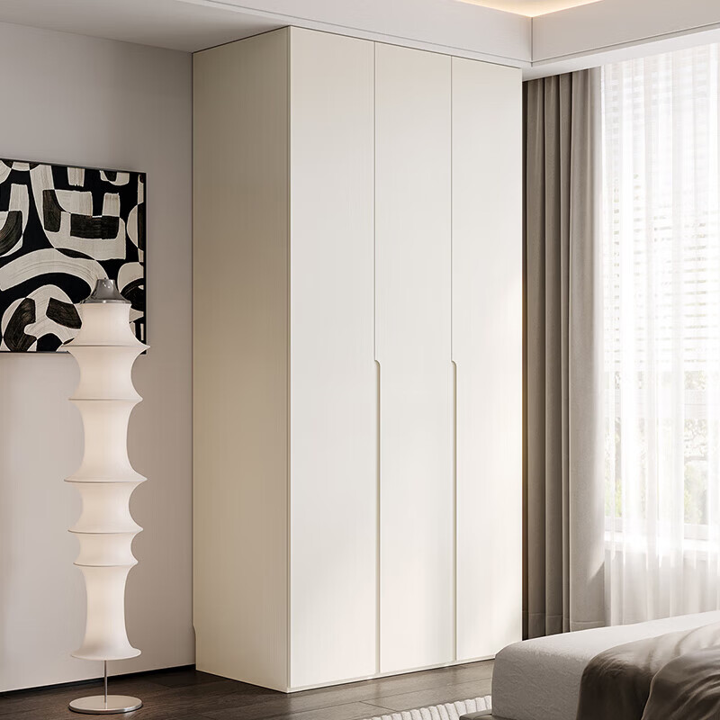 全友（QUANU）家居成品大衣柜加高款现代简约卧室家用衣服收纳储物柜子衣橱家具 米白|三门衣柜