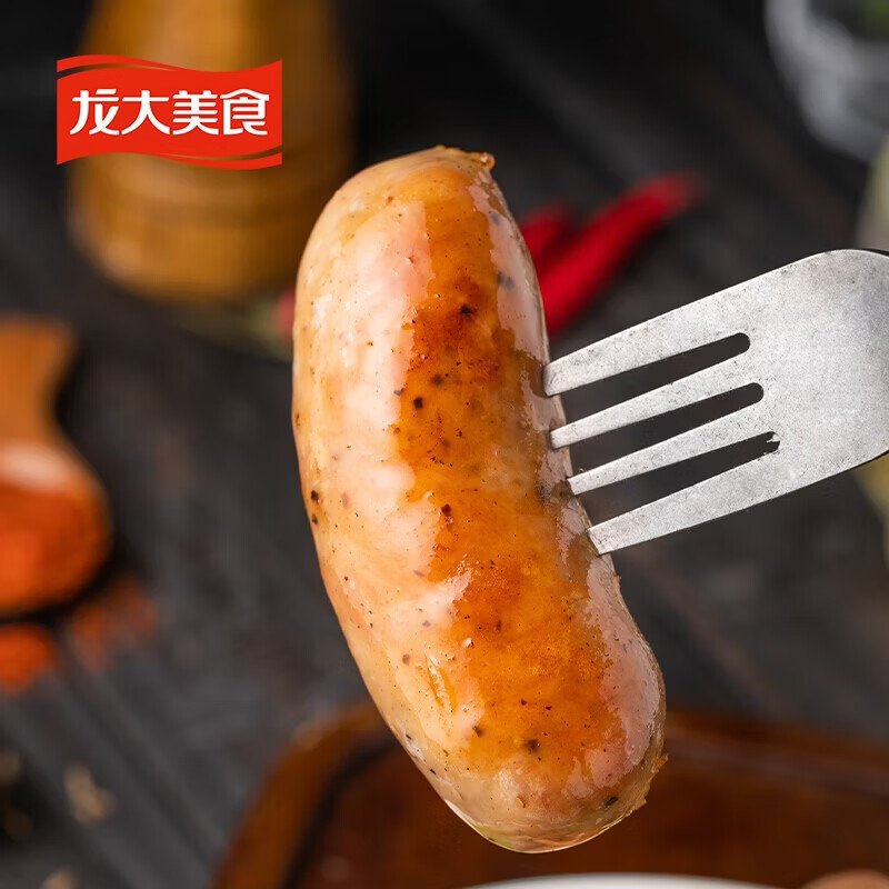 龙大肉食烤肠纯猪肉 20根猪肉火腿火山石烤肠香肠 空气炸锅食材黑胡椒味 四季猪肉肠黑胡椒味800g（10根）