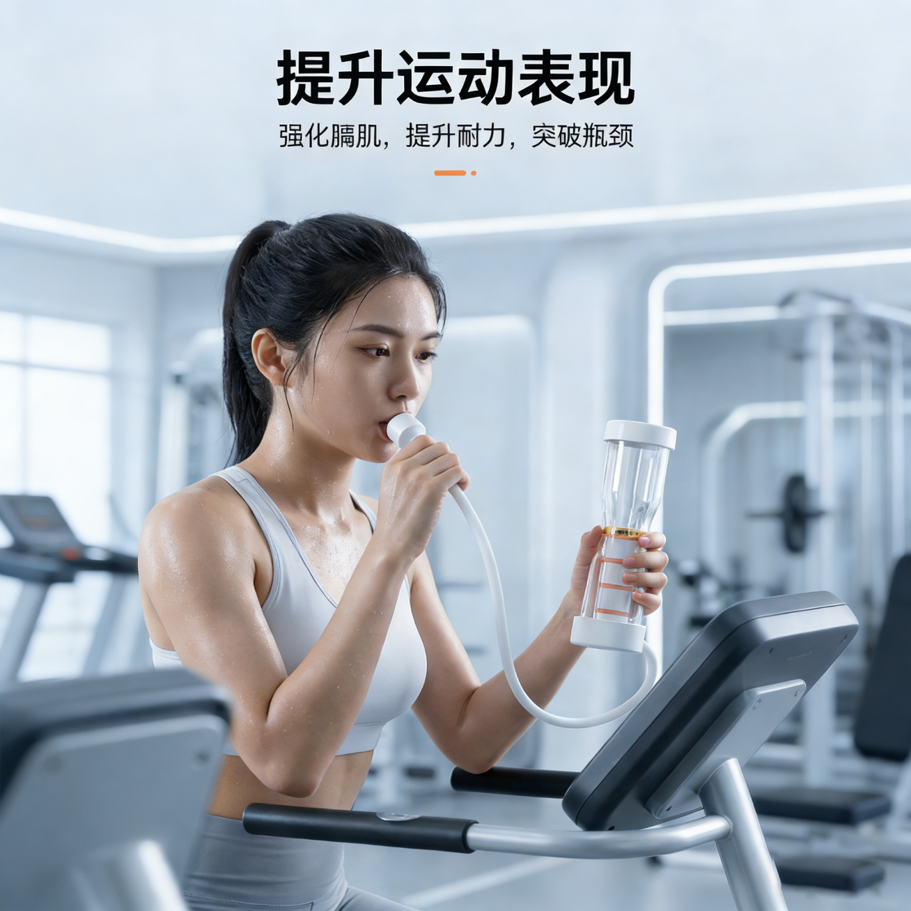 AiHYUTA呼吸哑铃鲸小七同款腹式肺活量训练仪器腹肌马甲线盆底肌瘦脸腹部 AiHYUTA升级款150g【加厚管壁-白色银环】