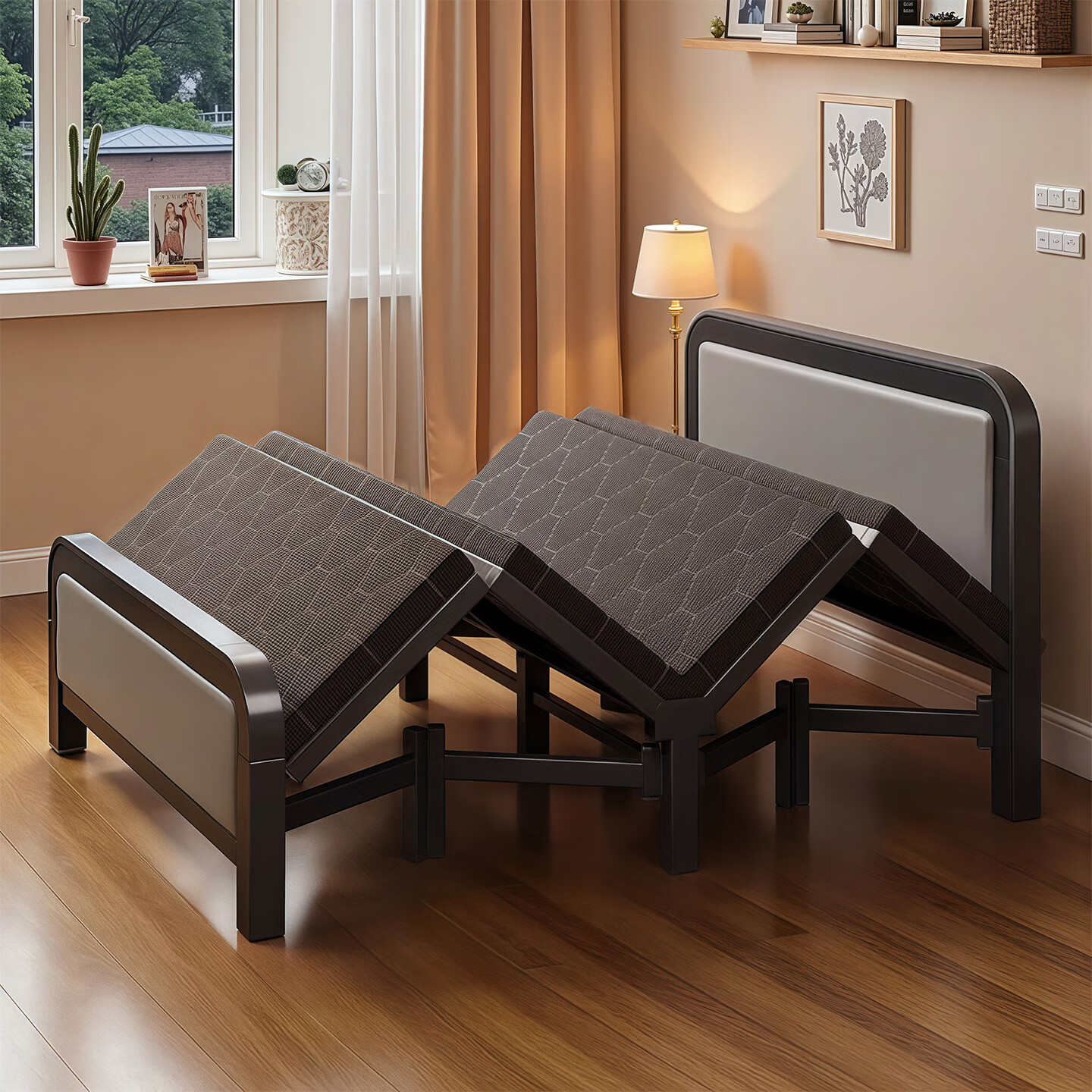 见奇折叠床单人家用成人1.2米床办公室午休床双人简易陪护铁床四折床 宽70CM【钢架两折】